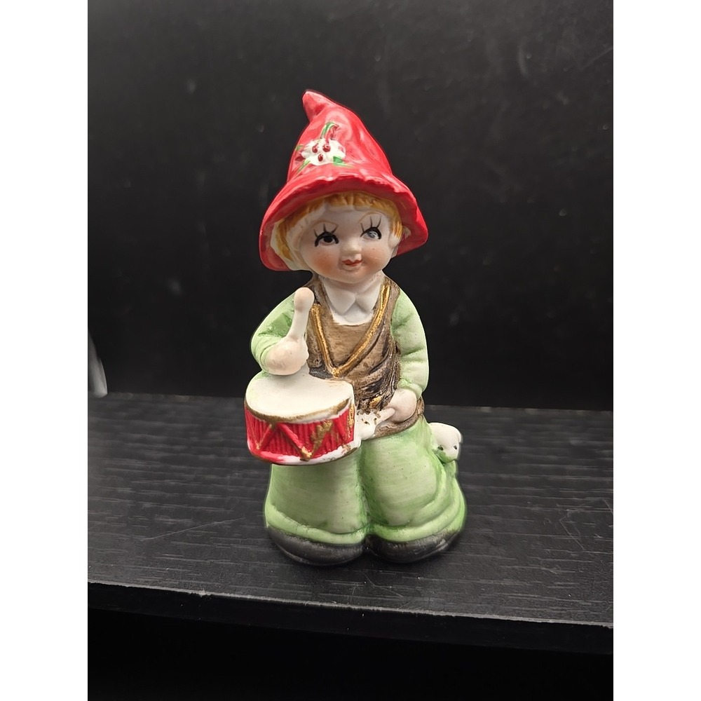 Vintage Christmas Boy Ceramic Figurine Bell With Drum and Lamb 1980 - Picture 1 of 6